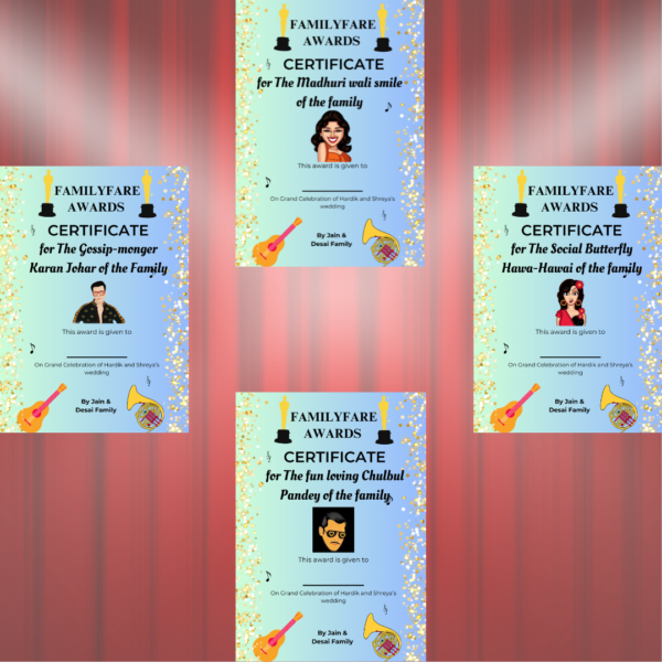 Bollywood theme Certificates