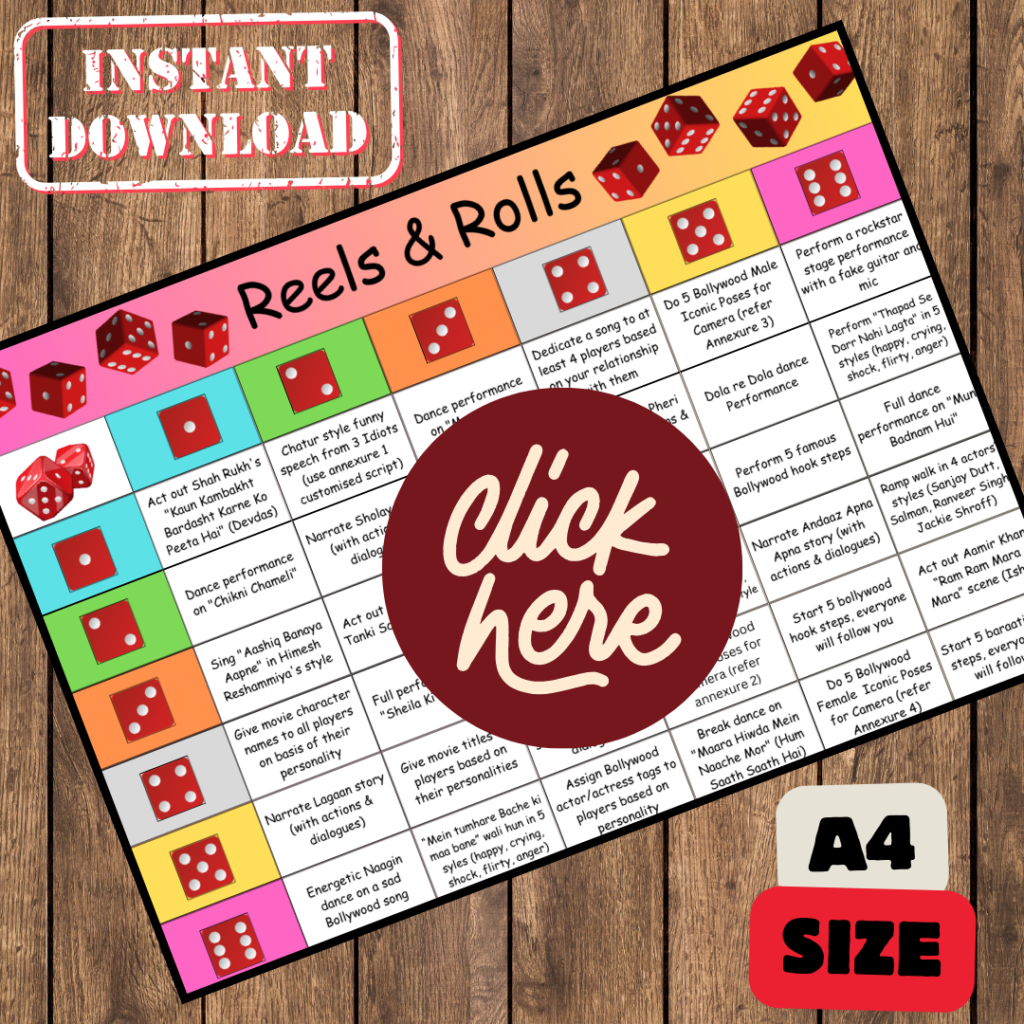 Reels & Rolls Bollywood Dare Dice Game